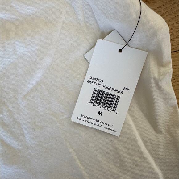 Volcom - Meet Me There Ringer Tee in Cream & Brown - Picture 2 of 3